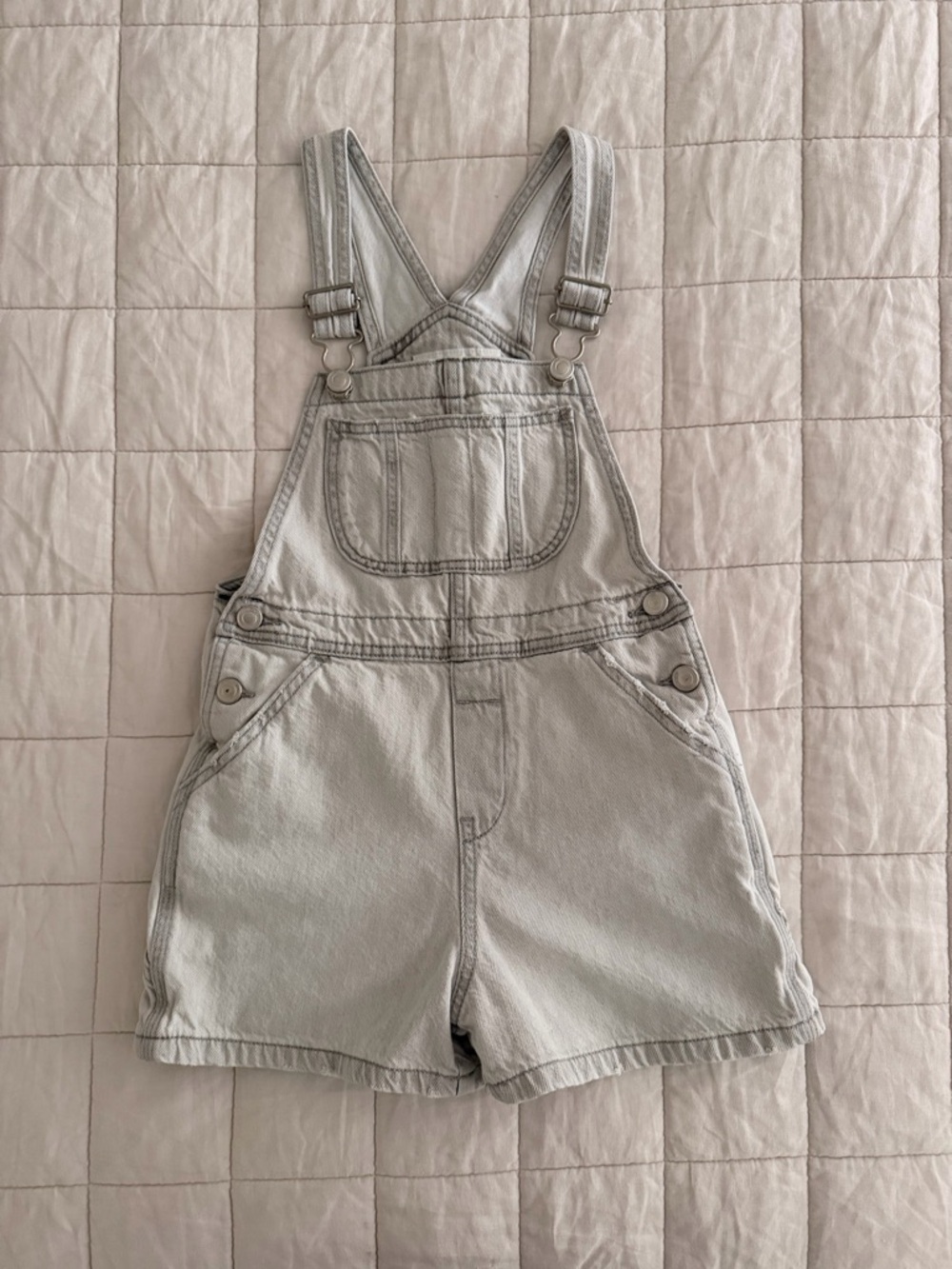 Zara - Size 8-9 - Girls Light Gray Denim Short Overalls
